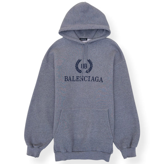 BALENCIAGA BB CREST LOGO HOODIE GREY L | Large, Grey