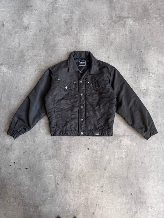 1990s Versace Black Quilt Lined Bomber