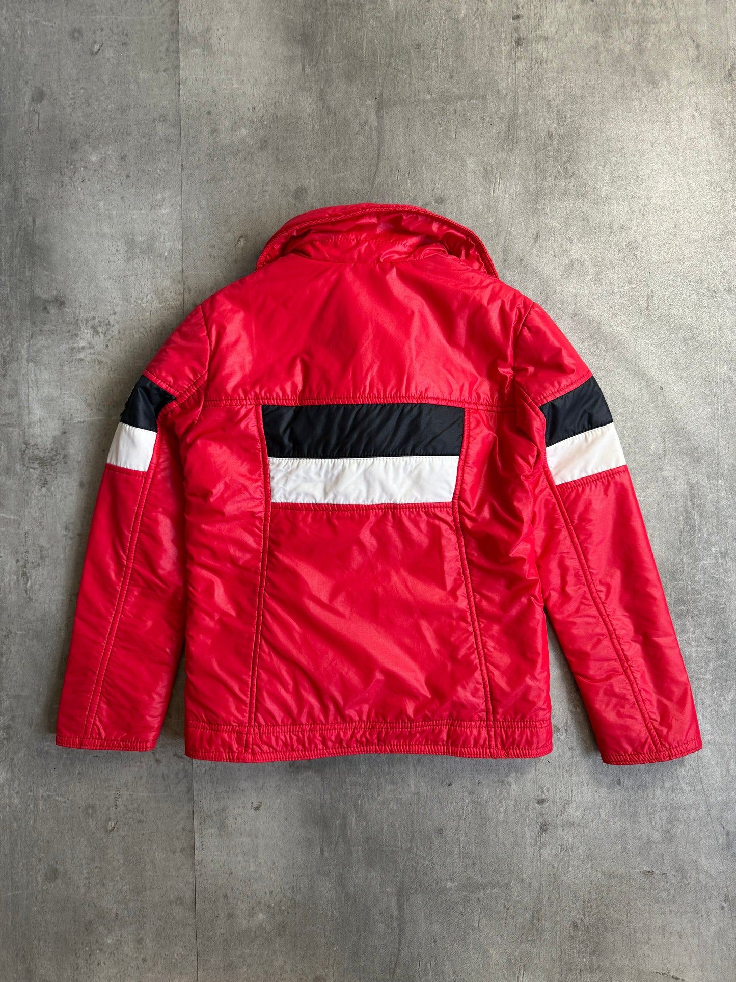1970s Moncler Red Colour Block Ski Puffer