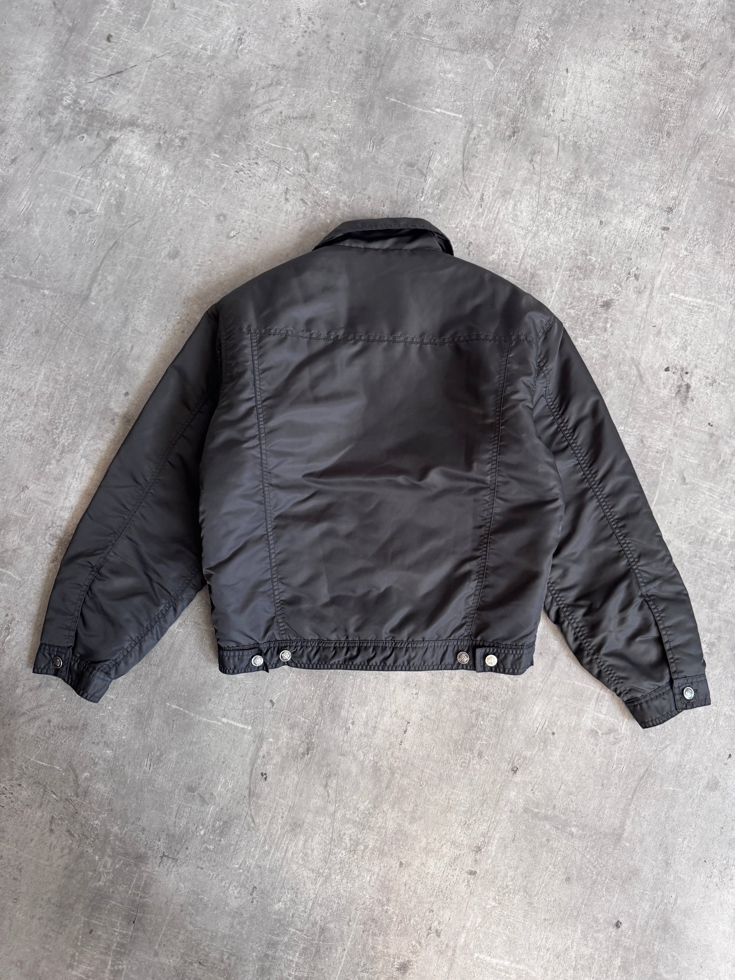 1990s Versace Black Quilt Lined Bomber