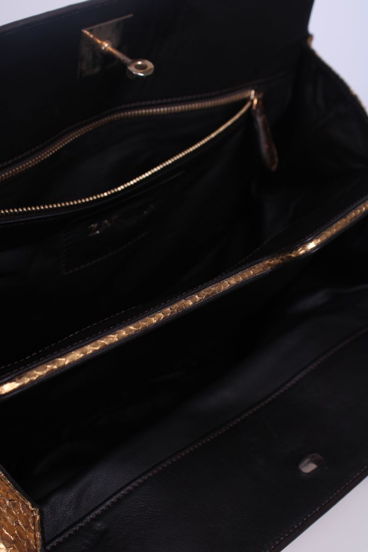 Zagliani Metalic Gold Python Pluffy hobo Gold | O/S, Gold