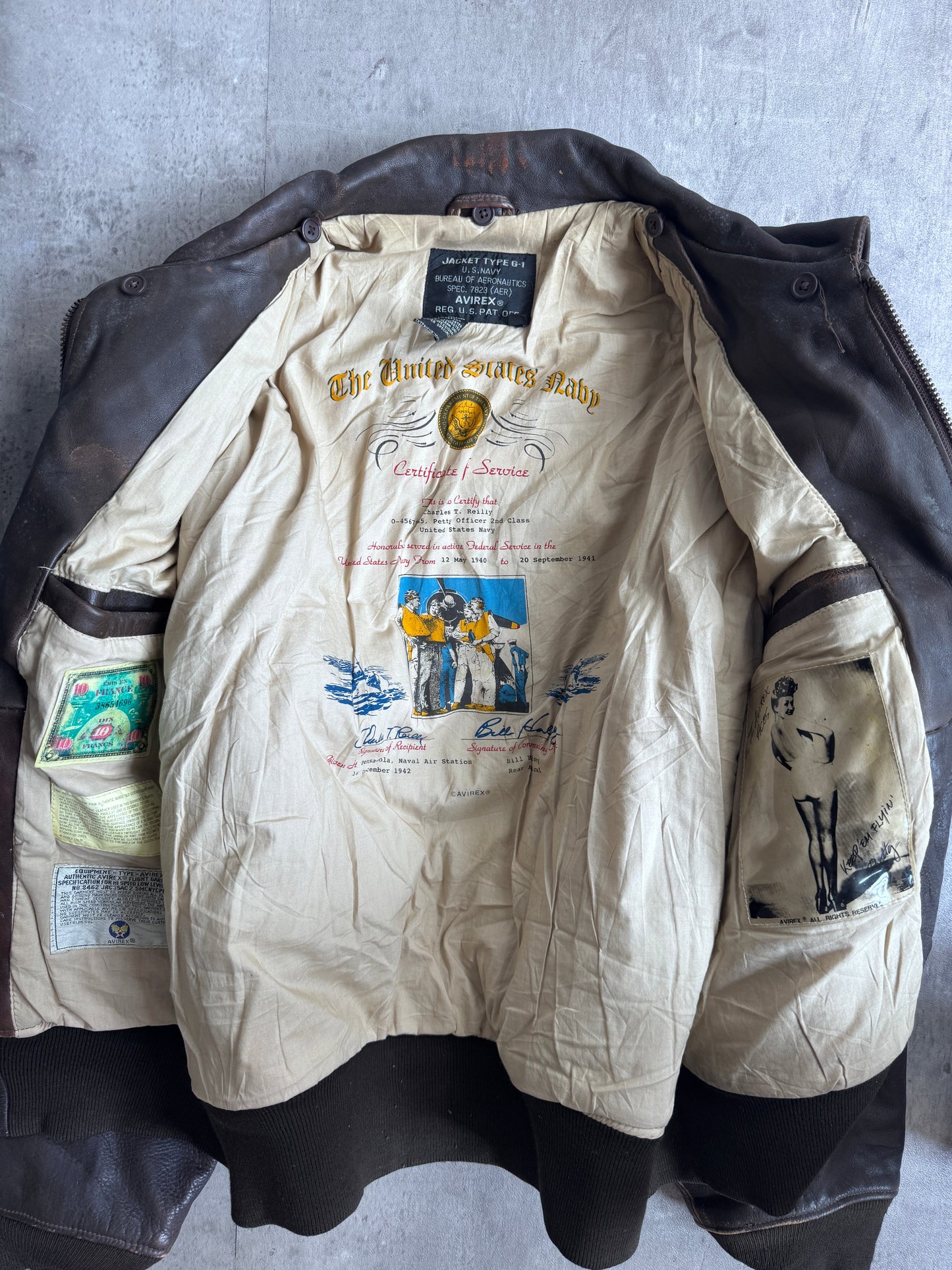 Avirex G-1 Navy Brown Leather Jacket