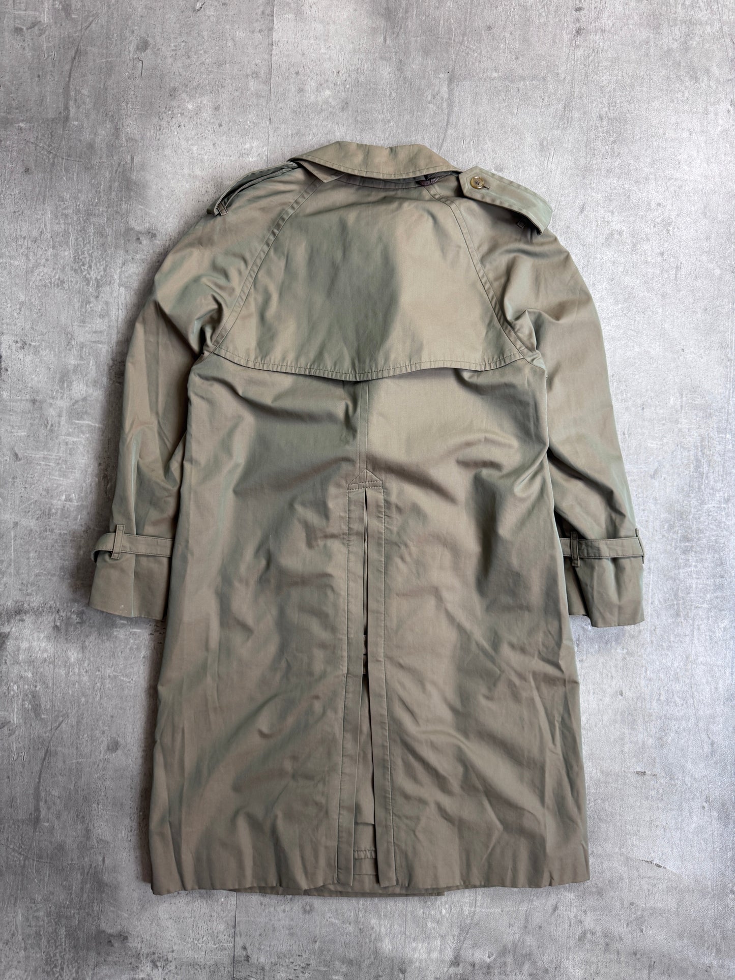 Burberry Double Breasted Khaki Reflective Trench