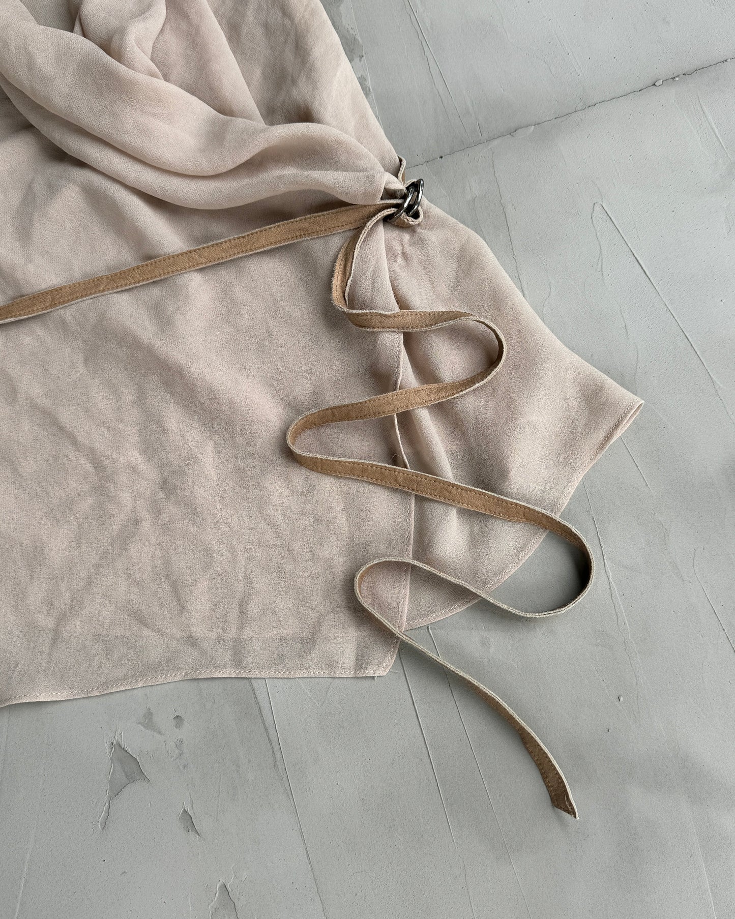 HELMUT LANG WRAP SHEER TOP - M | O/S, Beige