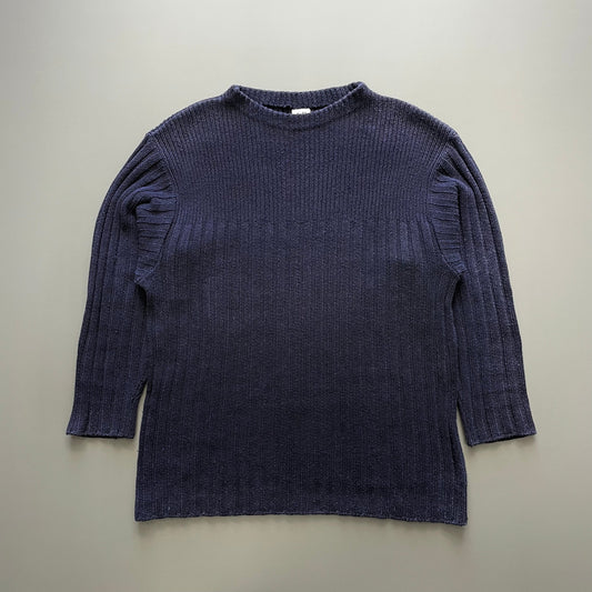C.P. Company Navy SS95 Silk-Blend Fishermans Knit Jumper | X-Large, Navy