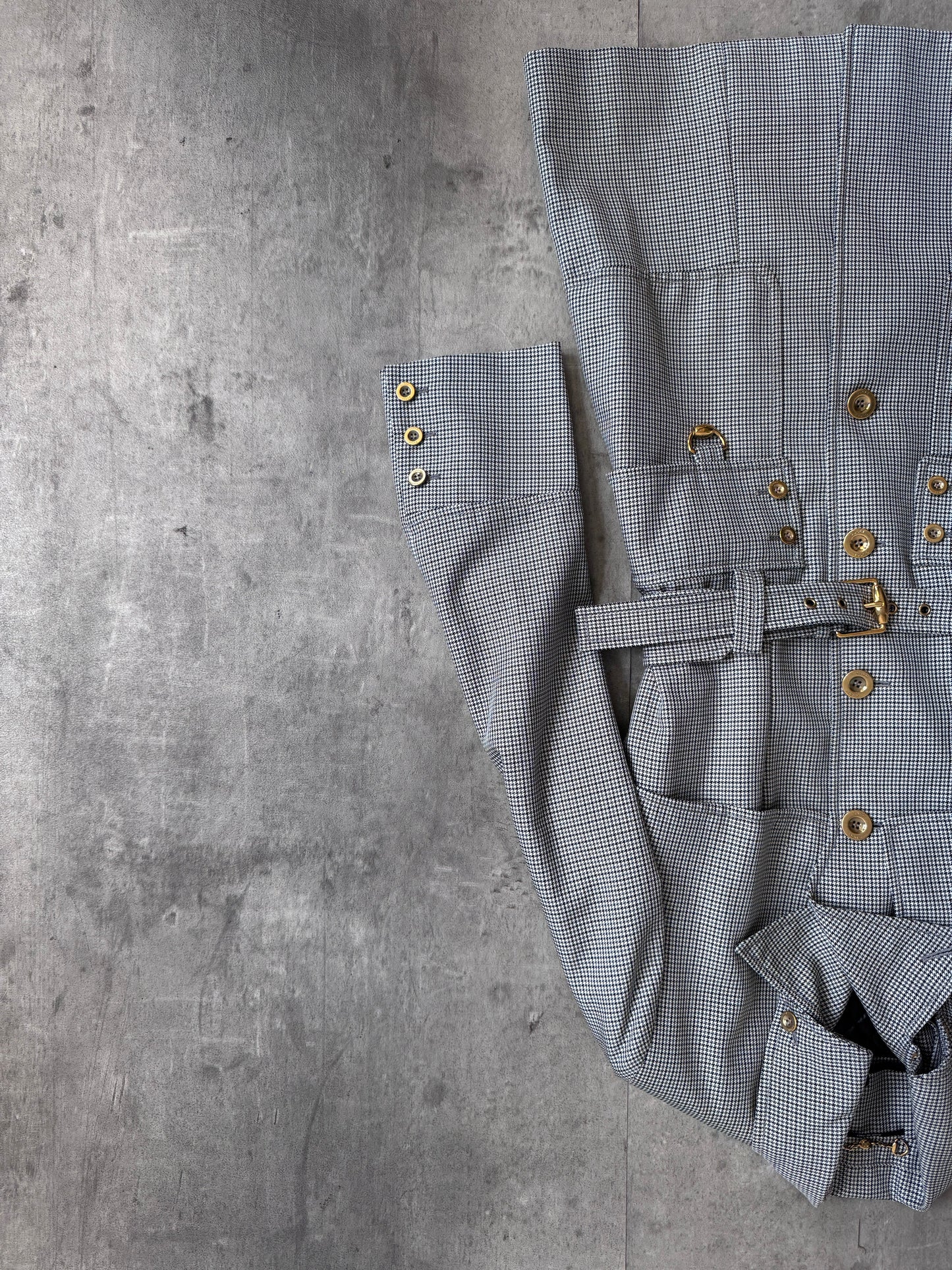 Gucci By Tom Ford Houdstooth Removeable Quilted Lining Trench Coat