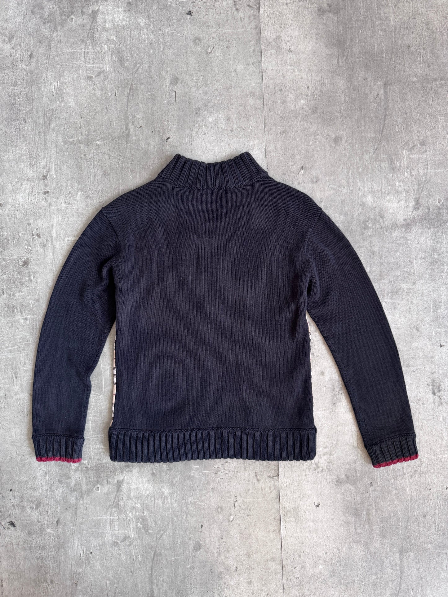 Burberry Black Label Nova Check Zip Knit Sweater