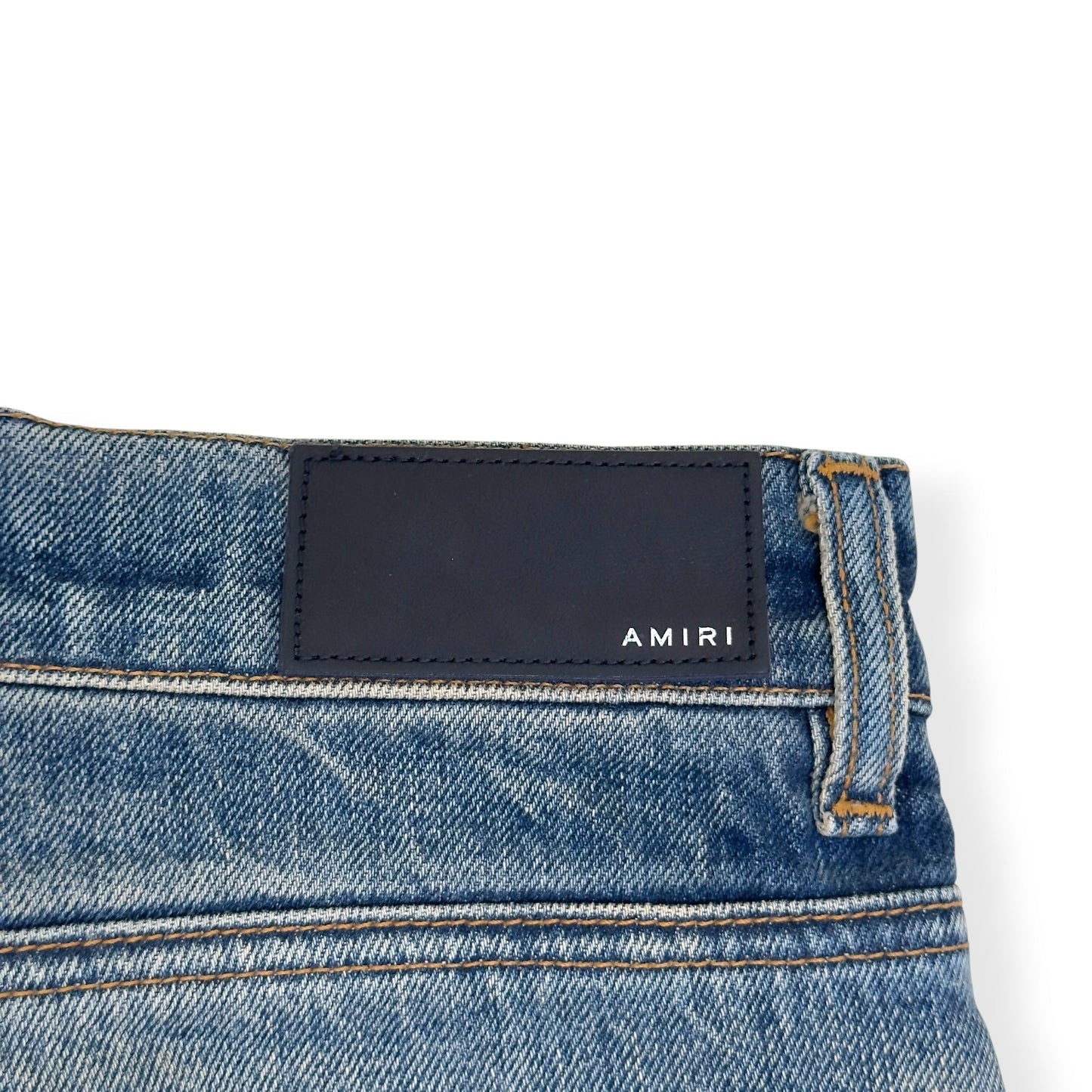 AMIRI DISTRESSED STRAIGHT LEG JEANS BLUE 34 / L | Large, Blue