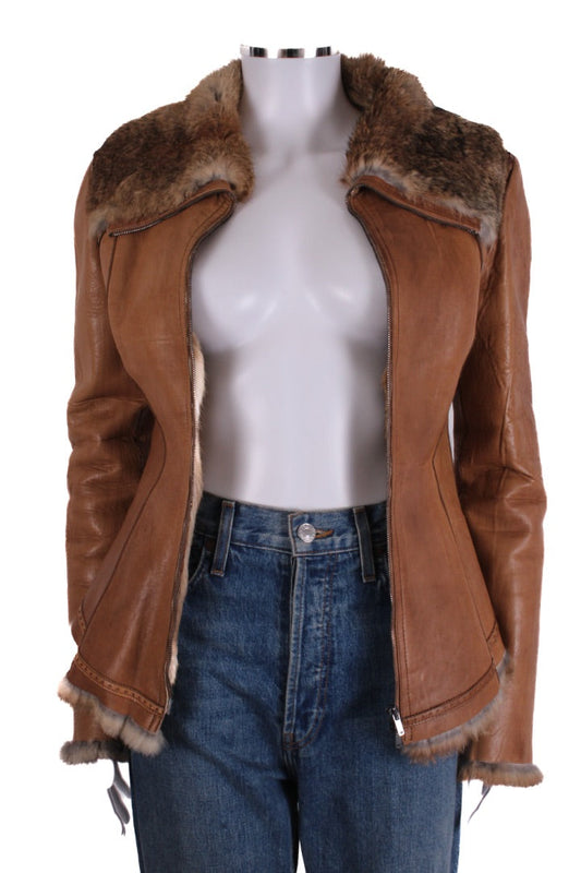 Emporio Armani Jacket leather fur lined Tan S | O/S, Tan