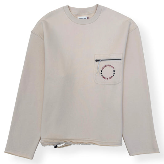 HONOR THE GIFT INNER CITY ZIP POCKET SWEATSHIRT CREAM L | Large, Cream