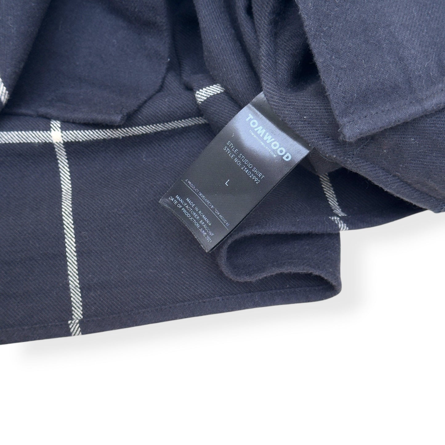 TOM WOOD STUDIO CHECK SHIRT BLACK L | Large, Black