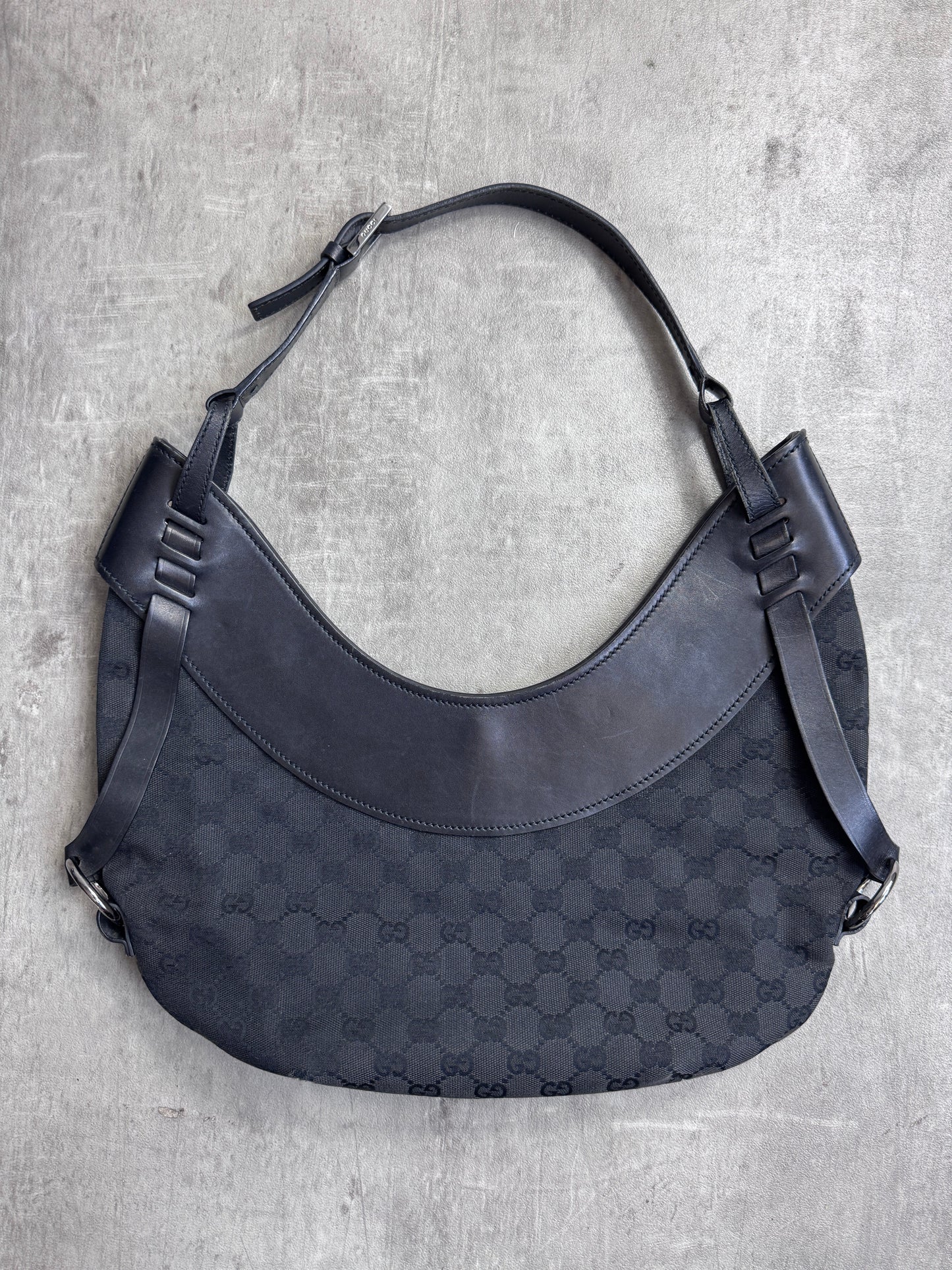 Gucci Half Moon Supreme GG Canvas Leather Hobo Bag SC: 5782