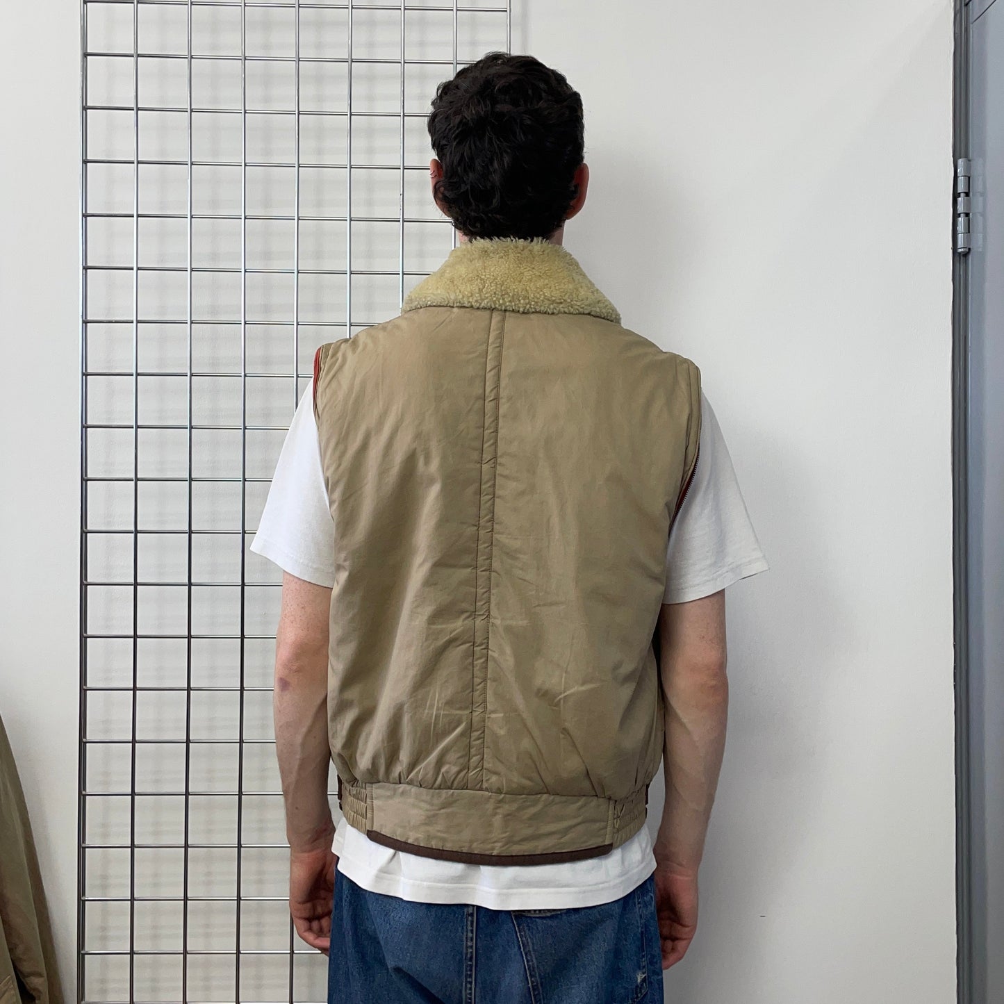 C.P. Company Brown 80s Dutch Police Shearling Leather Gilet | X-Large, Brown