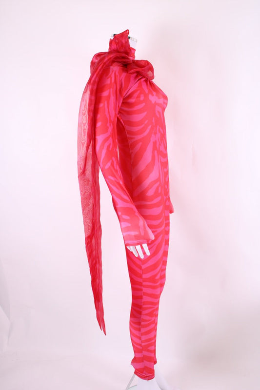 ATU Body Couture Tiger Print Catsuit Pink/ Red S | Default Title, Pink