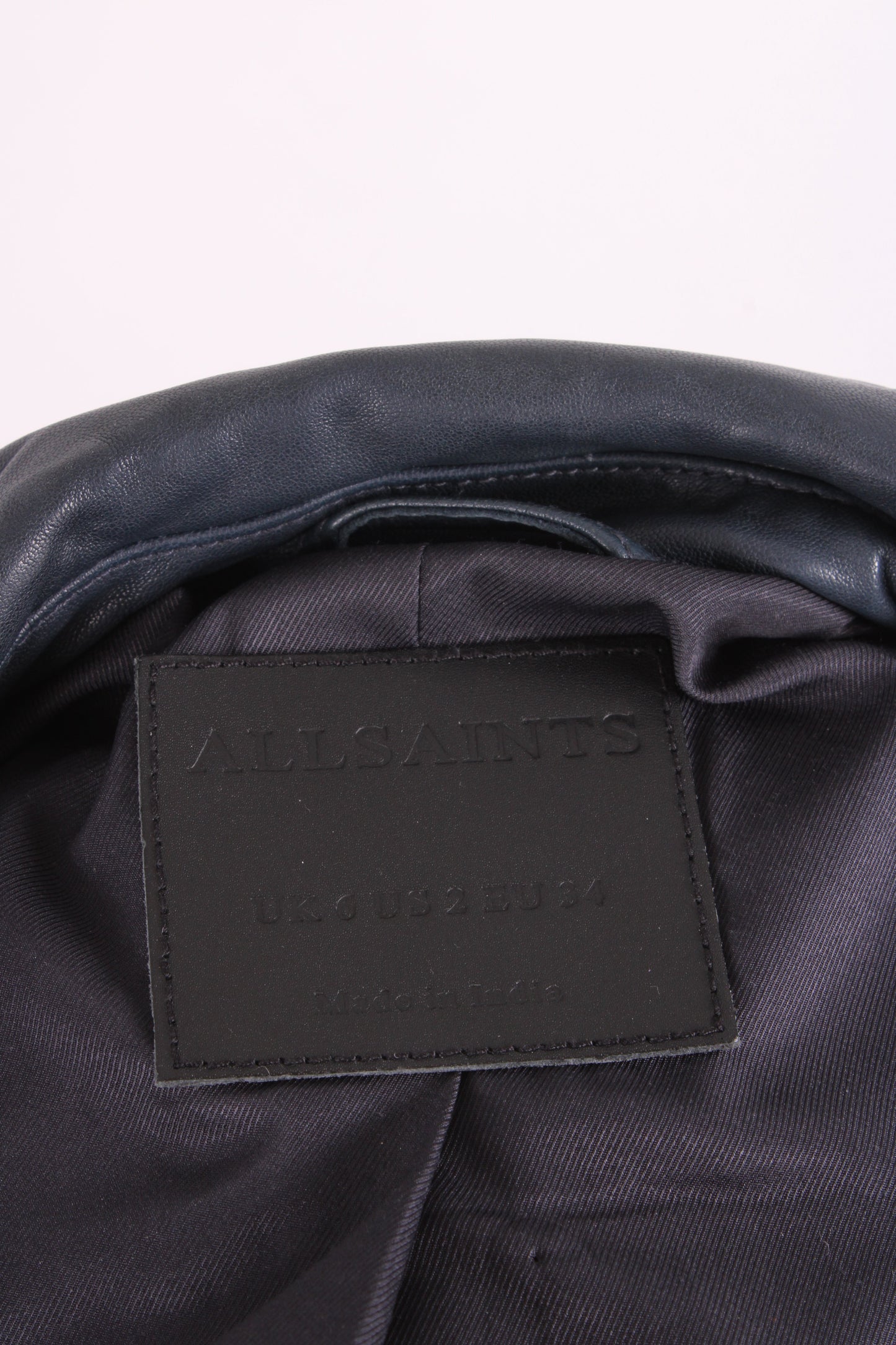 All Saints Leather Jacket Navy 6 | O/S, Navy