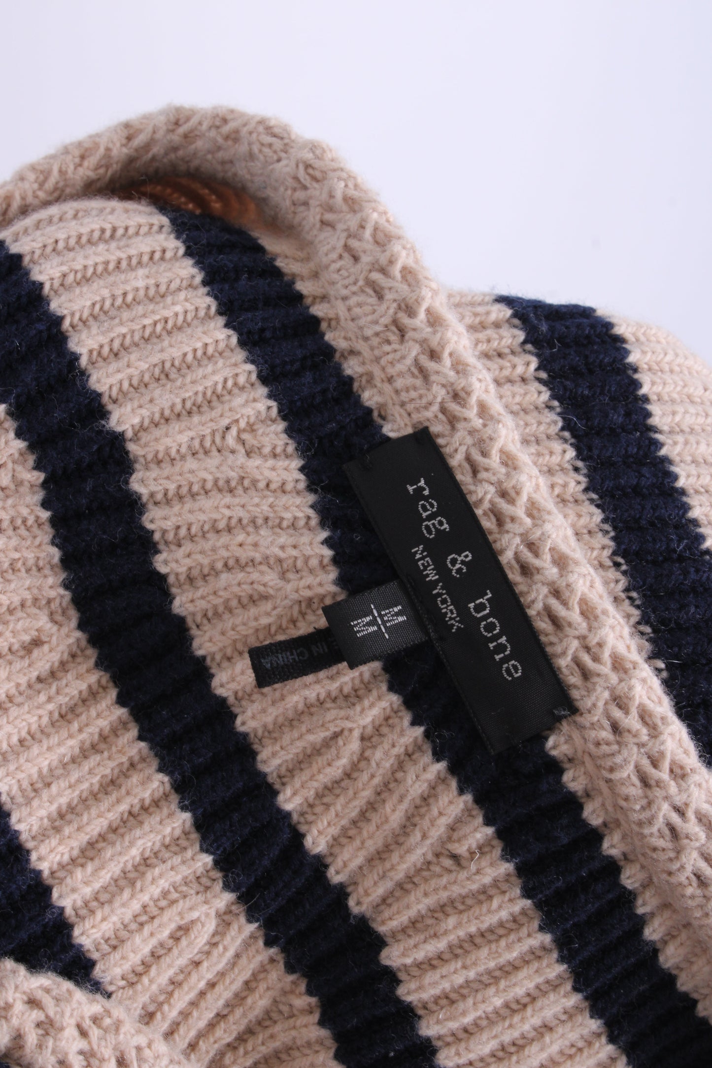 Rag & Bone L/S Stripe Cardigan Beige/ Navy M | O/S, Beige