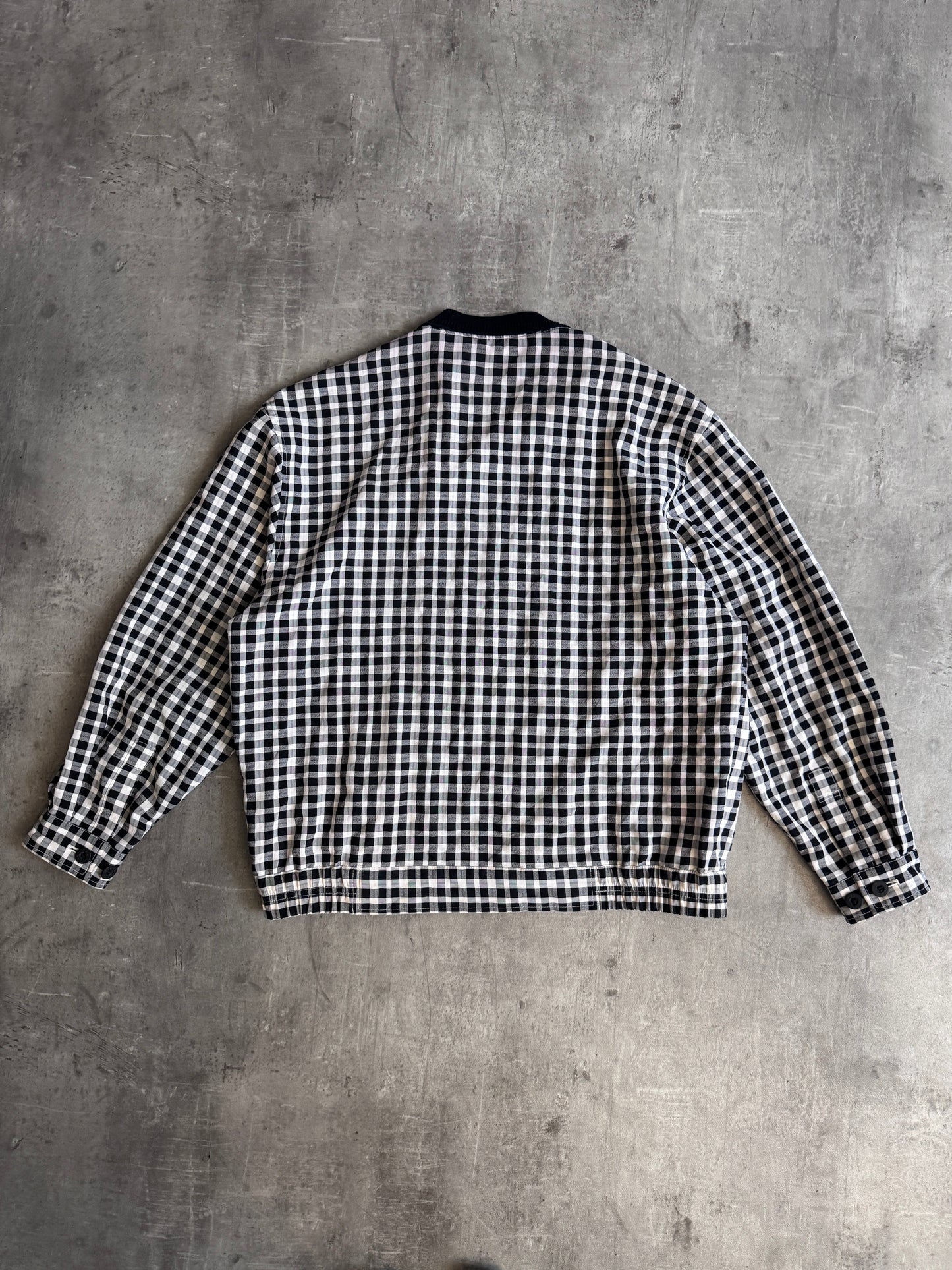 YSL Black and White Check Lightweight Cotton Bomber Jacket