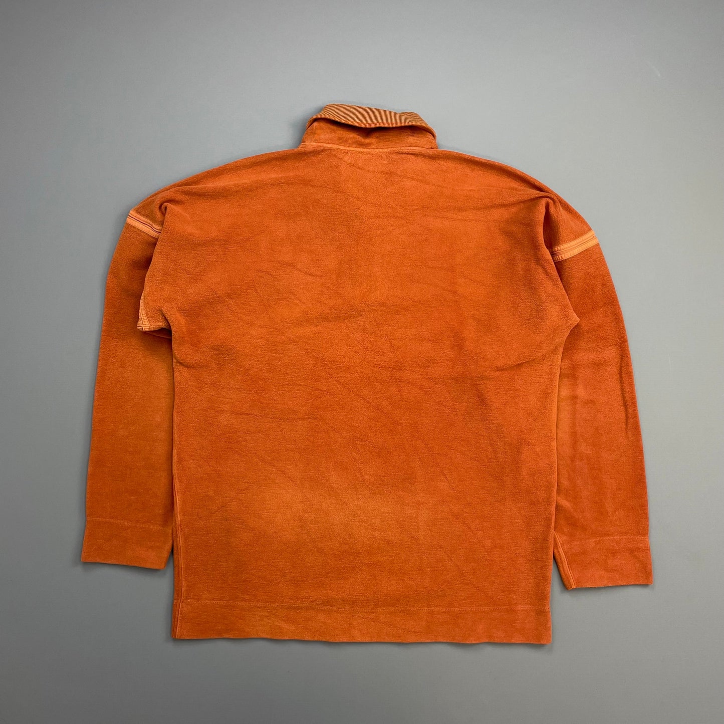 Stone Island Orange 80s Silver Button-Up Collared Spellout Jumper | X-Large, Multicoloured