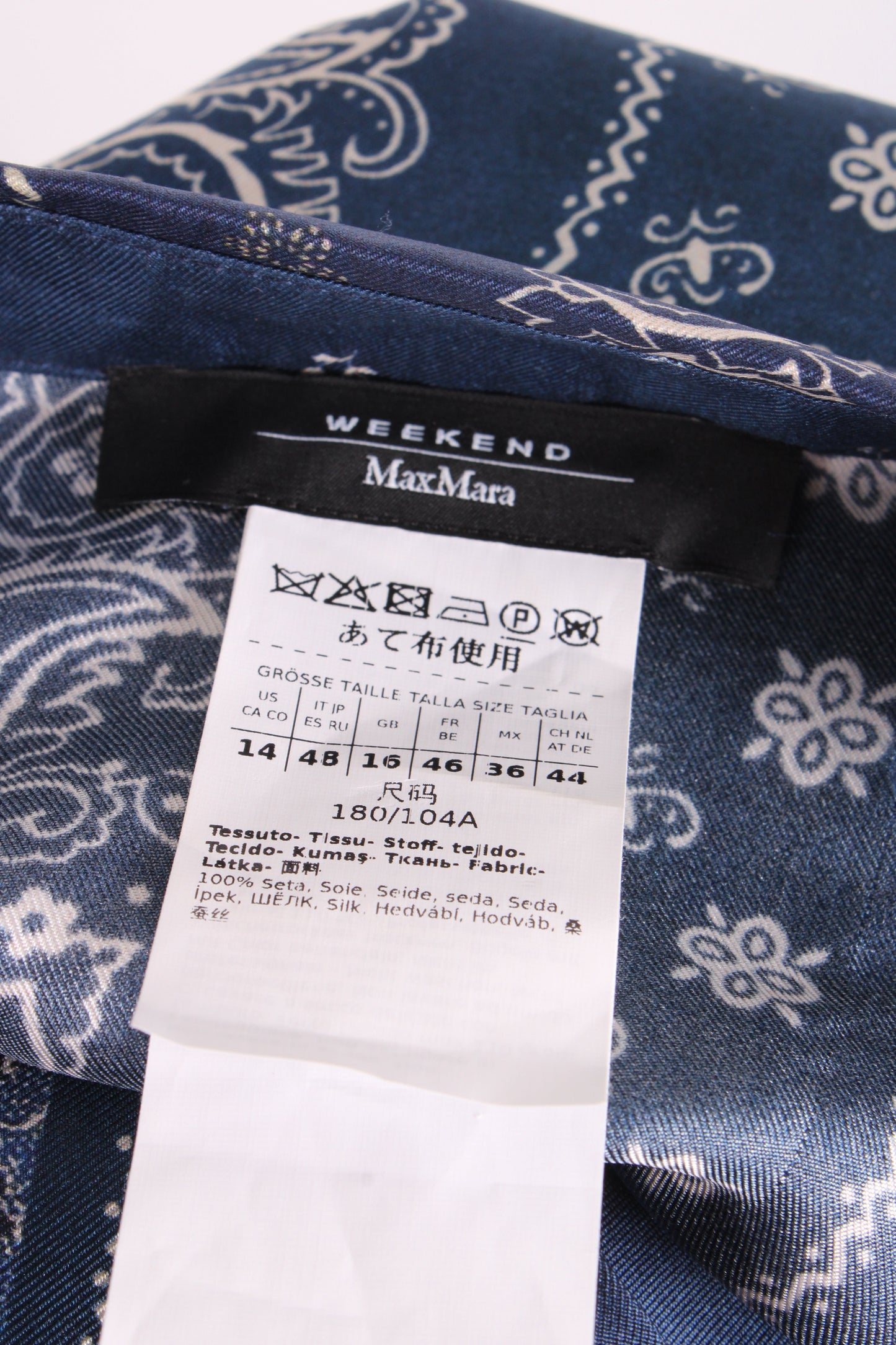 Weekend MaxMara L/S Paisley Print Shirt Navy/ White 16 | O/S, Navy