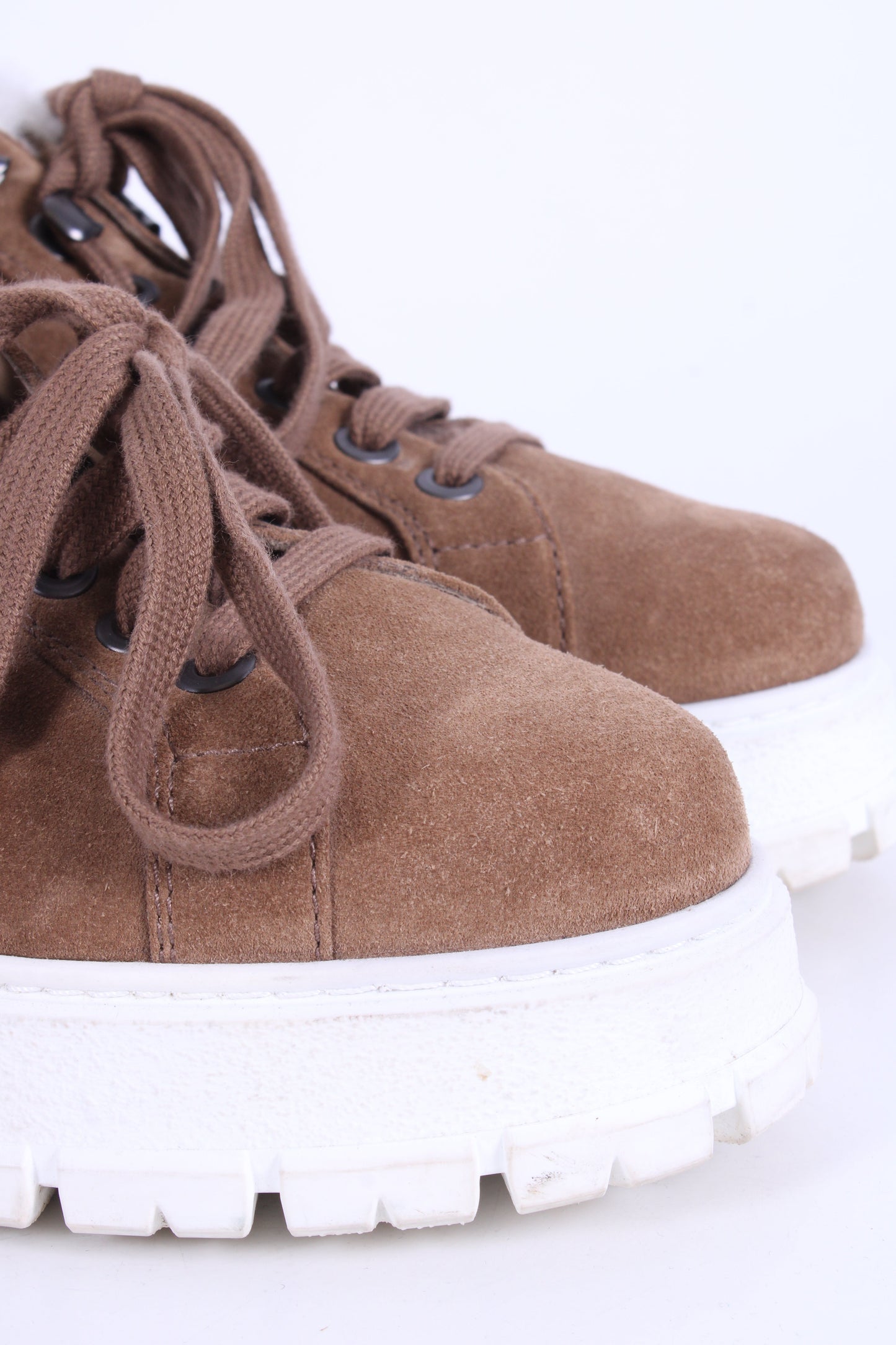 Prada Suede/ Shearling Lace-up Boots Tan 40 | O/S, Tan