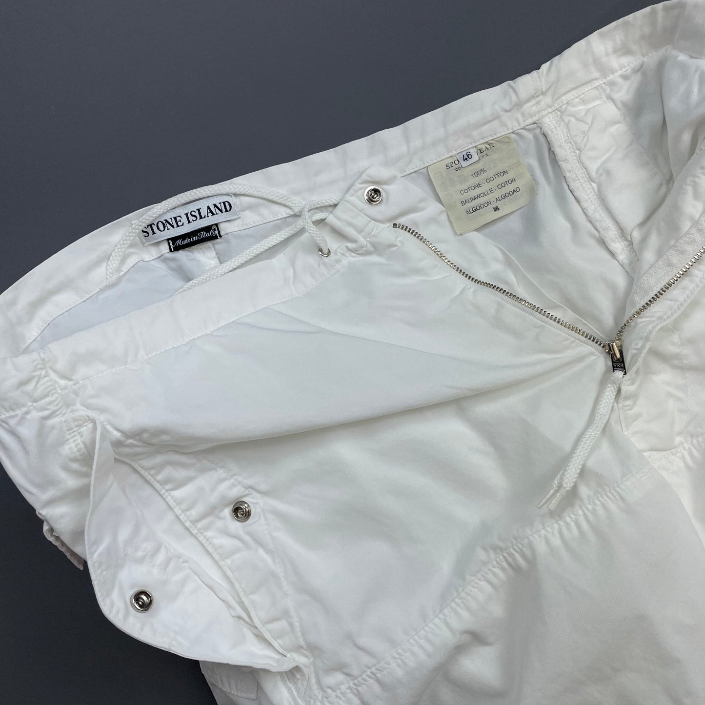 Stone Island White SS00 Cotton Shell Trousers | Medium, White