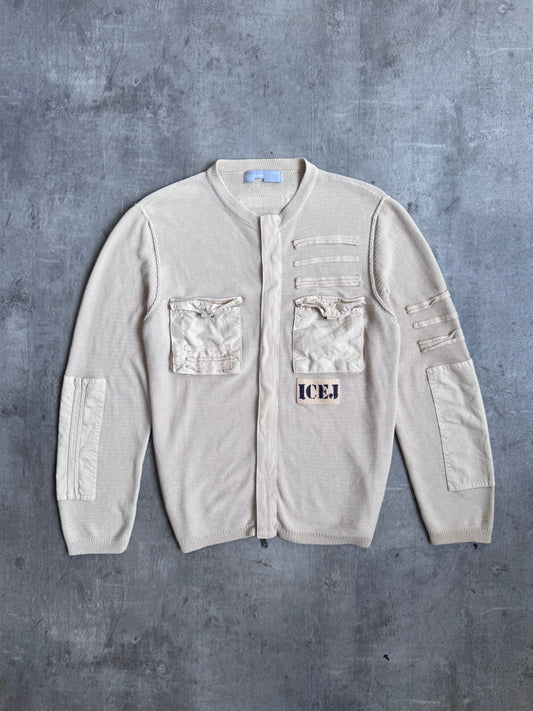 Iceberg Ice-J Beige Utility Knit Cardigan
