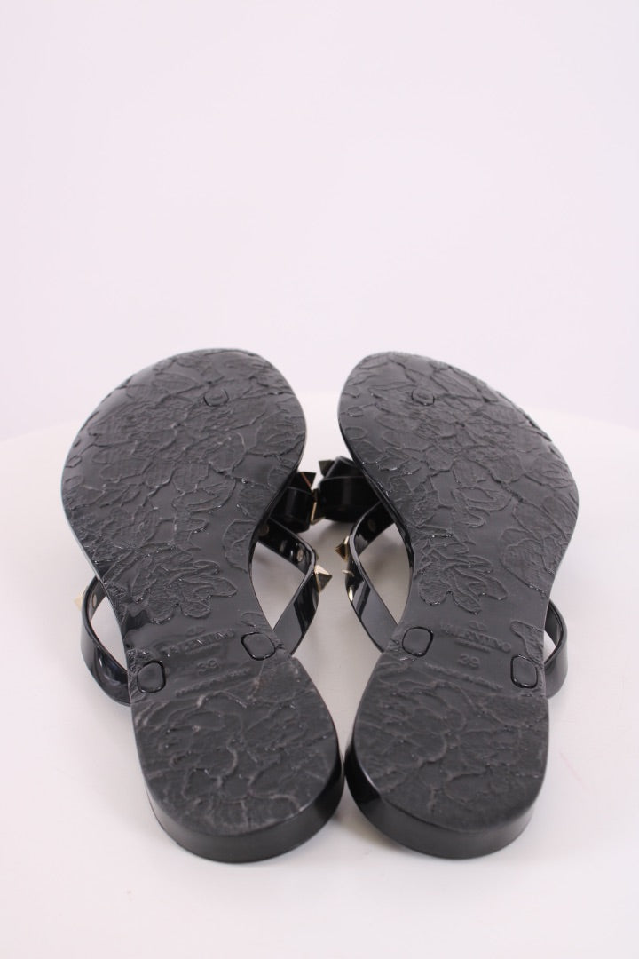 Valentino Rockstud Bow Rubber Sandals Black 39 | DEFAULT TITLE, Black