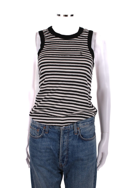 Saint Laurent Distressed Stripe Vest Top Black/ White S | Small, Black