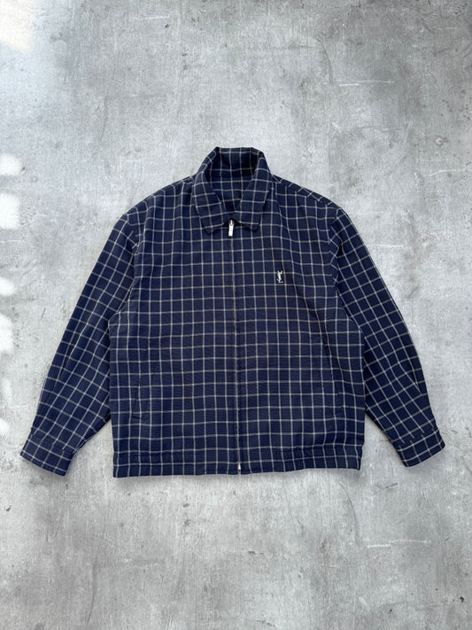 YSL Grid Print Lightweight Bomber Jacket