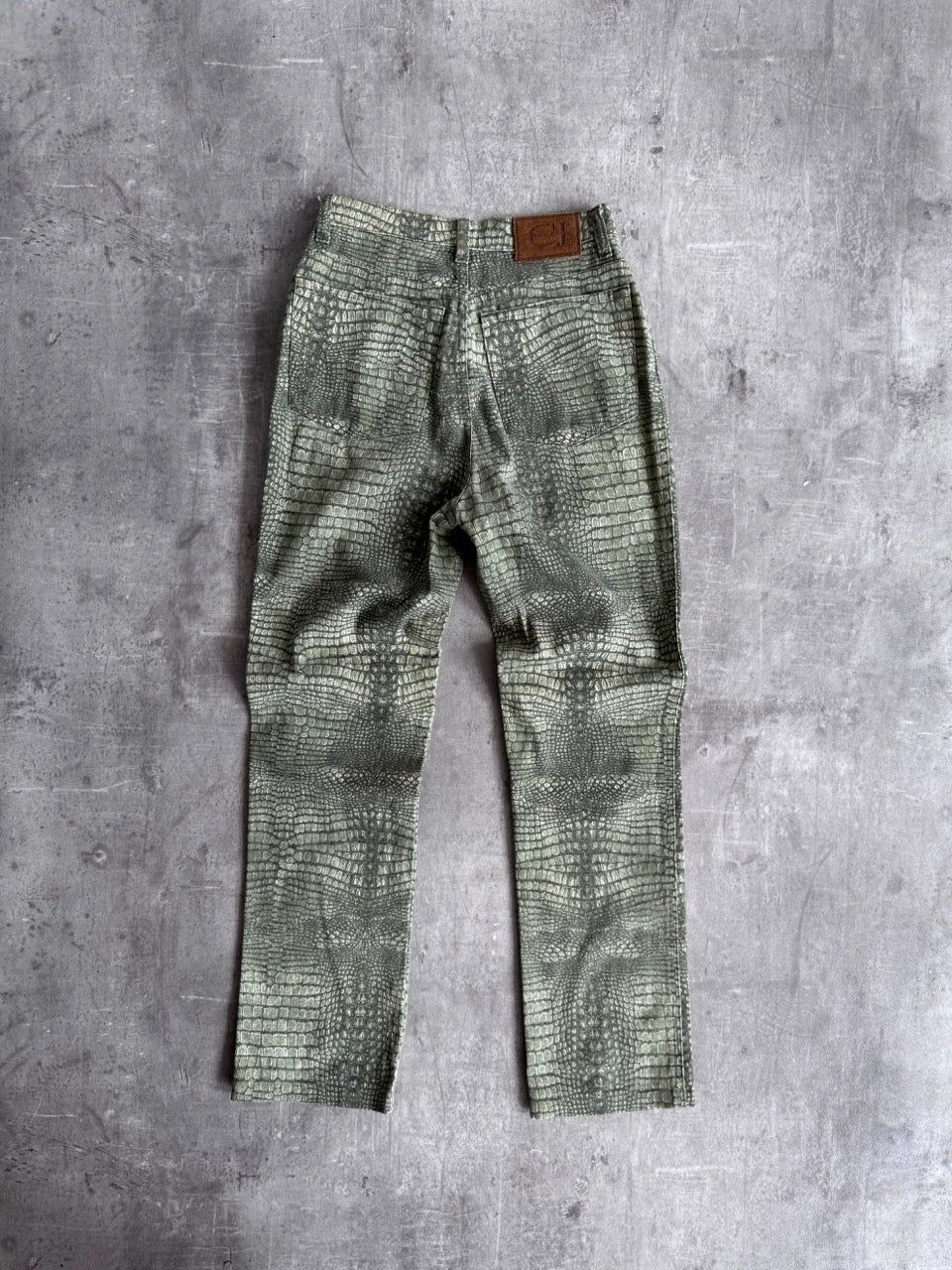 Cavalli Crocodile Printed Straight Leg Trousers