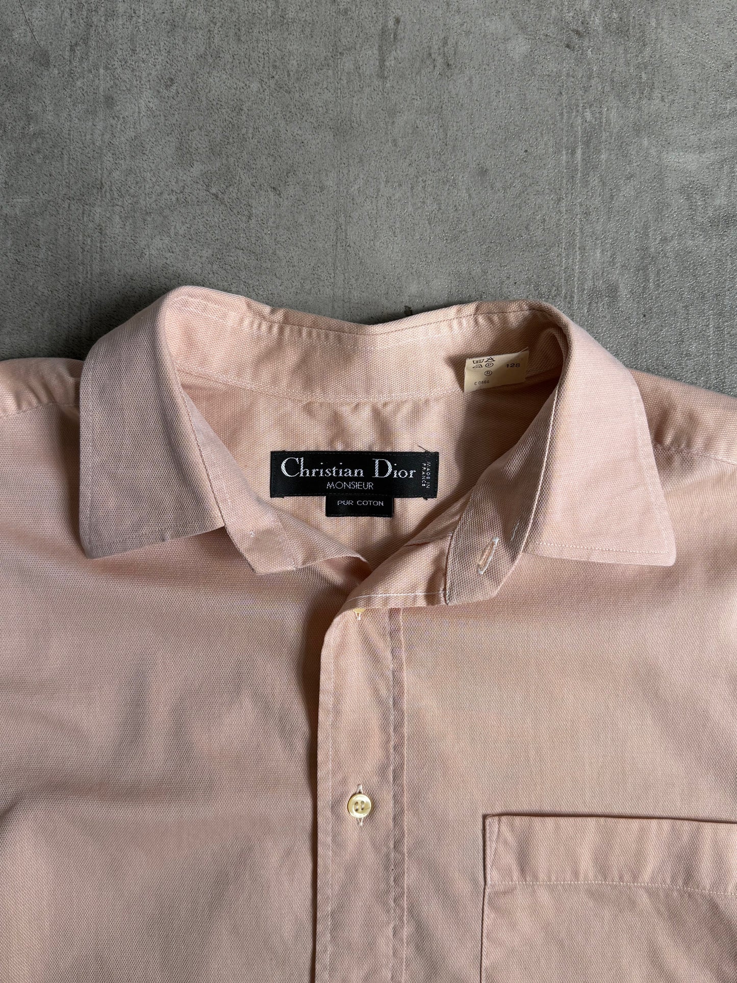 1990s Christian Dior Peach Cotton SS Shirt