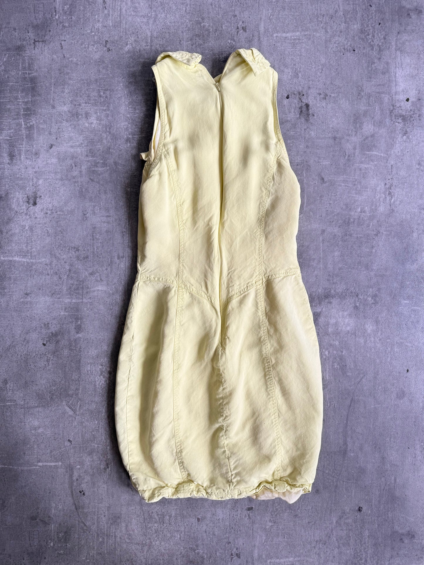 Versace Sunshine Yellow Pocket Sleeveless Midi Dress