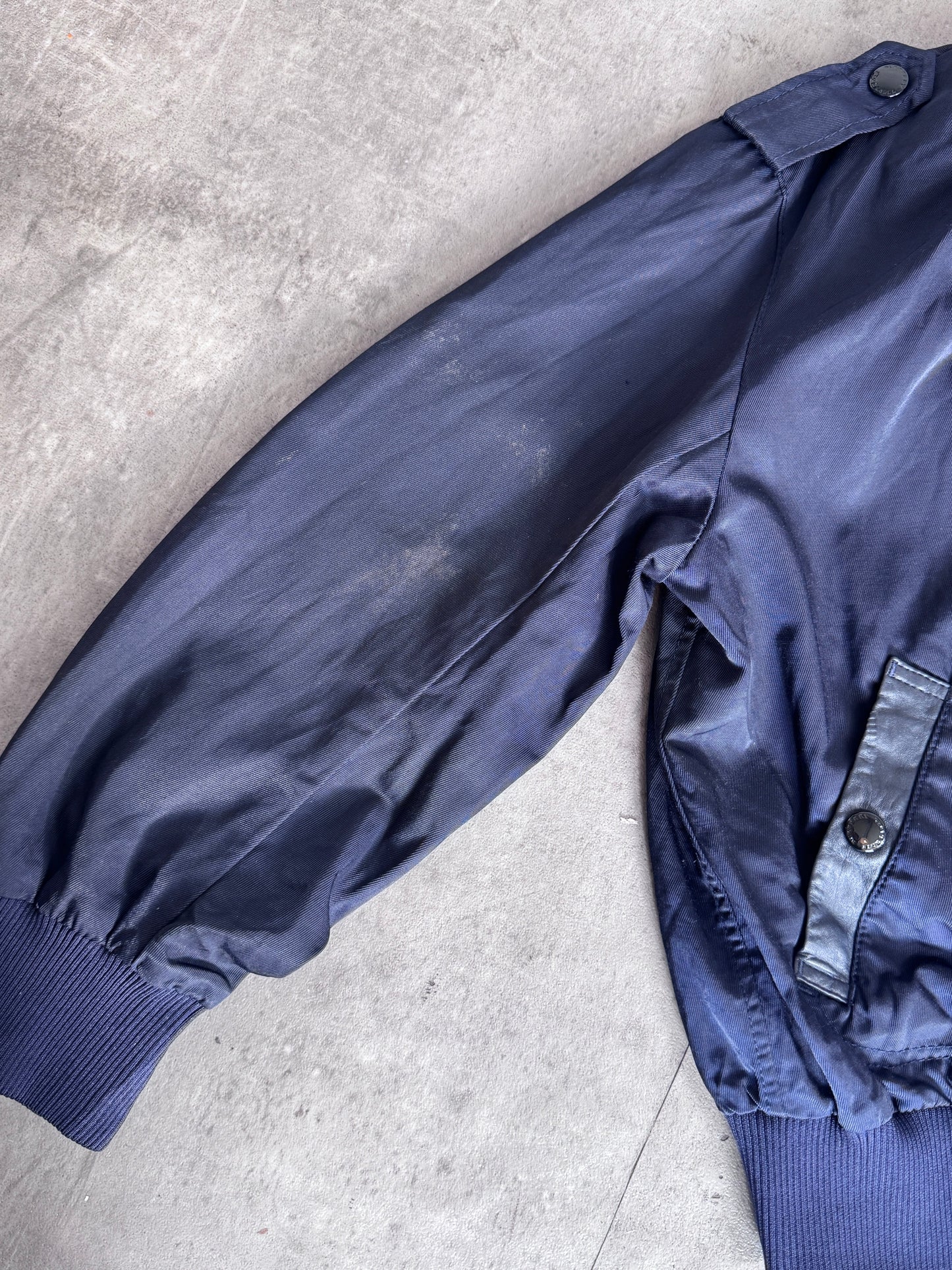 Burberry Blue Label Navy Leather Lined Bomber Jacket
