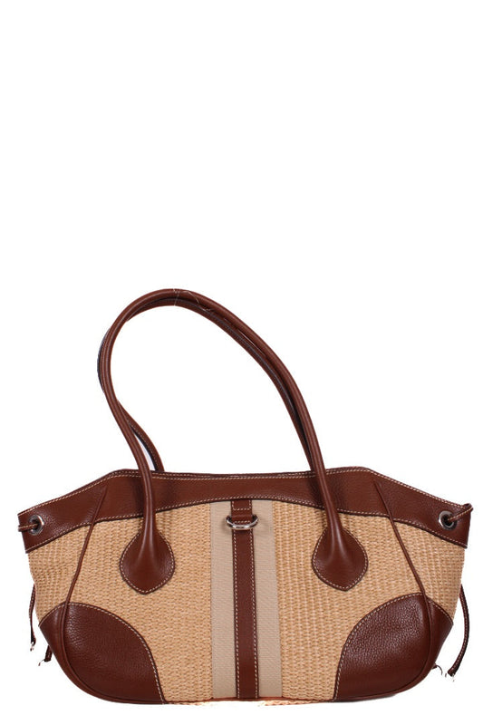 Prada Vitello Daino Straw Handbag Brown | O/S, Brown