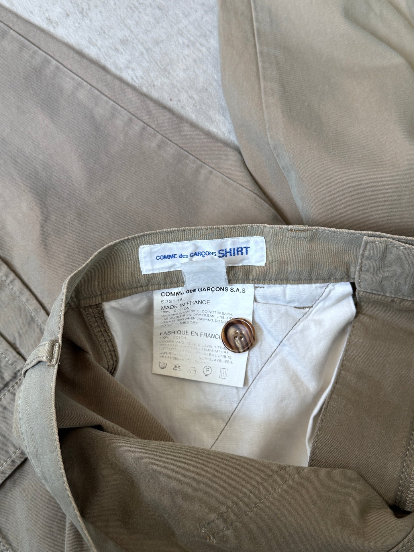 Comme Des Garçons Light Khaki Cargo Trousers