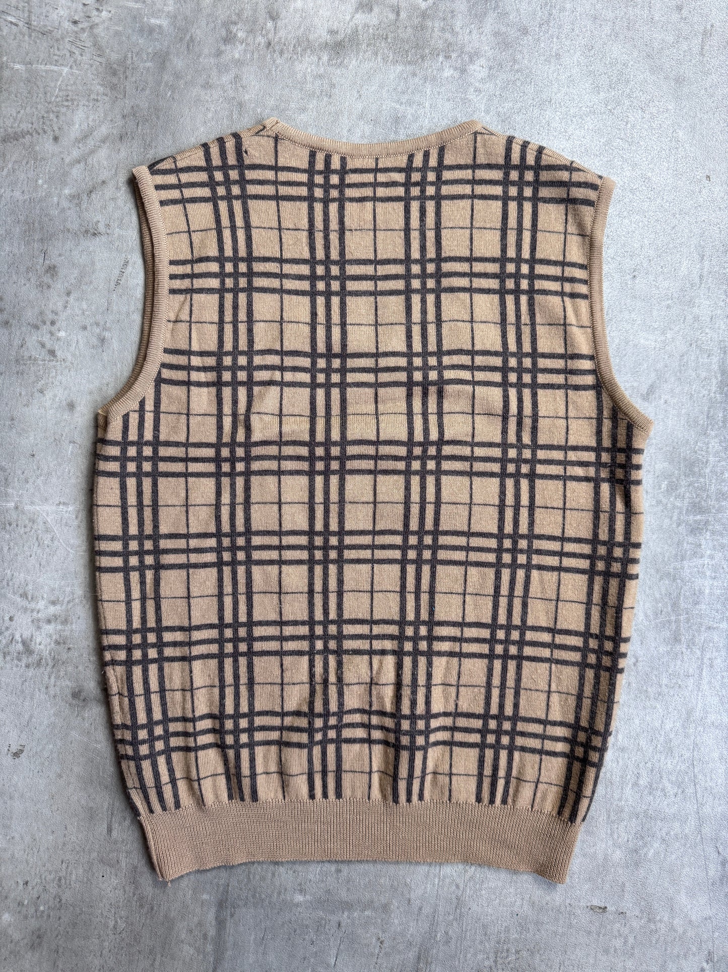 Burberry Golf Beige Check Knitted Sweater Vest