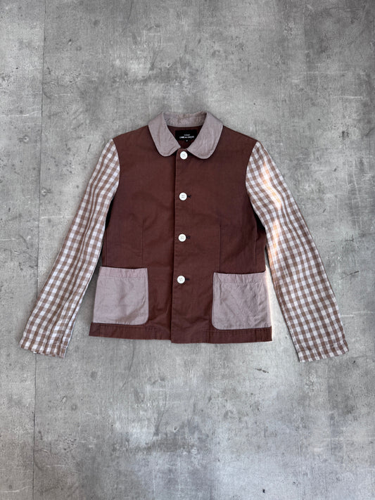 Comme Des Garcons Gingham Sleeve Button Down Lightweight Jacket