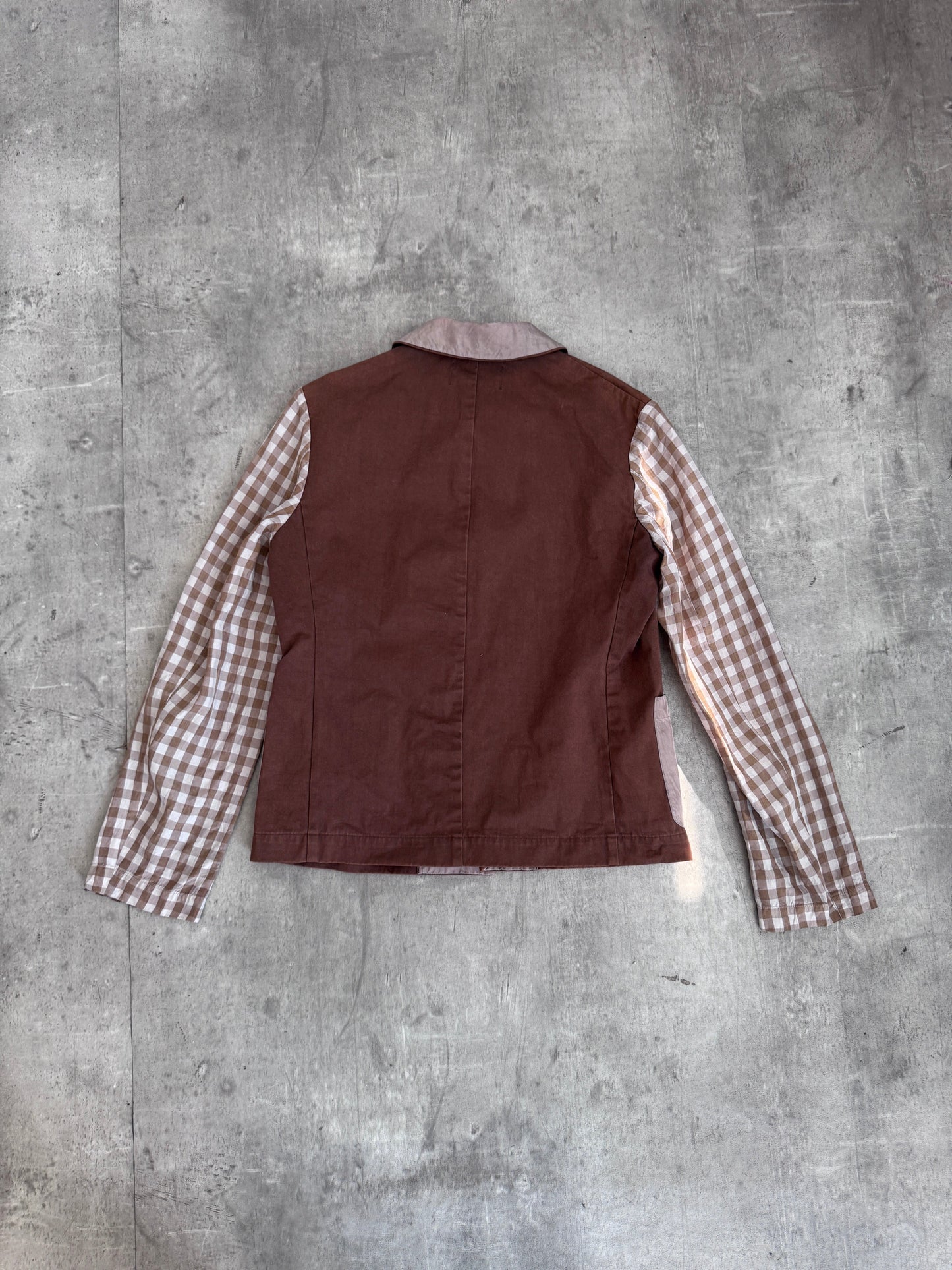 Comme Des Garcons Gingham Sleeve Button Down Lightweight Jacket