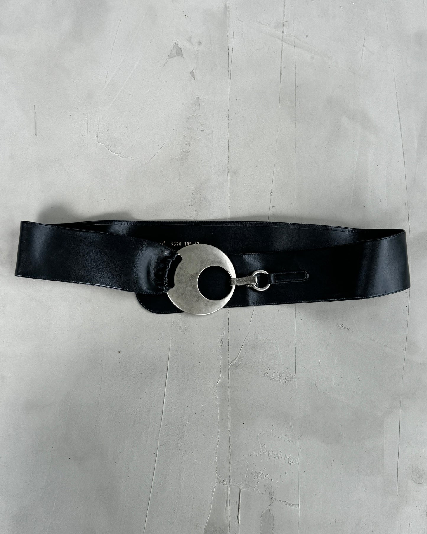 ROBAKO CEINTURES BLUE LEATHER BUCKLE BELT - W42" | O/S, Black