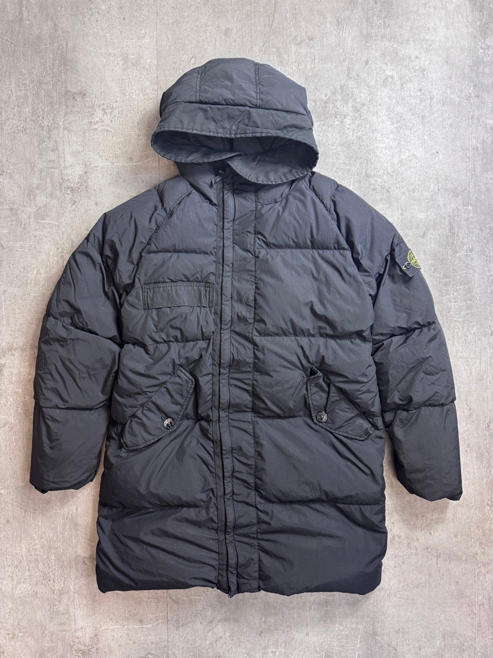 A/W 2018 Stone Island Black Garment Dyed Crinkle Reps NY Down Coat