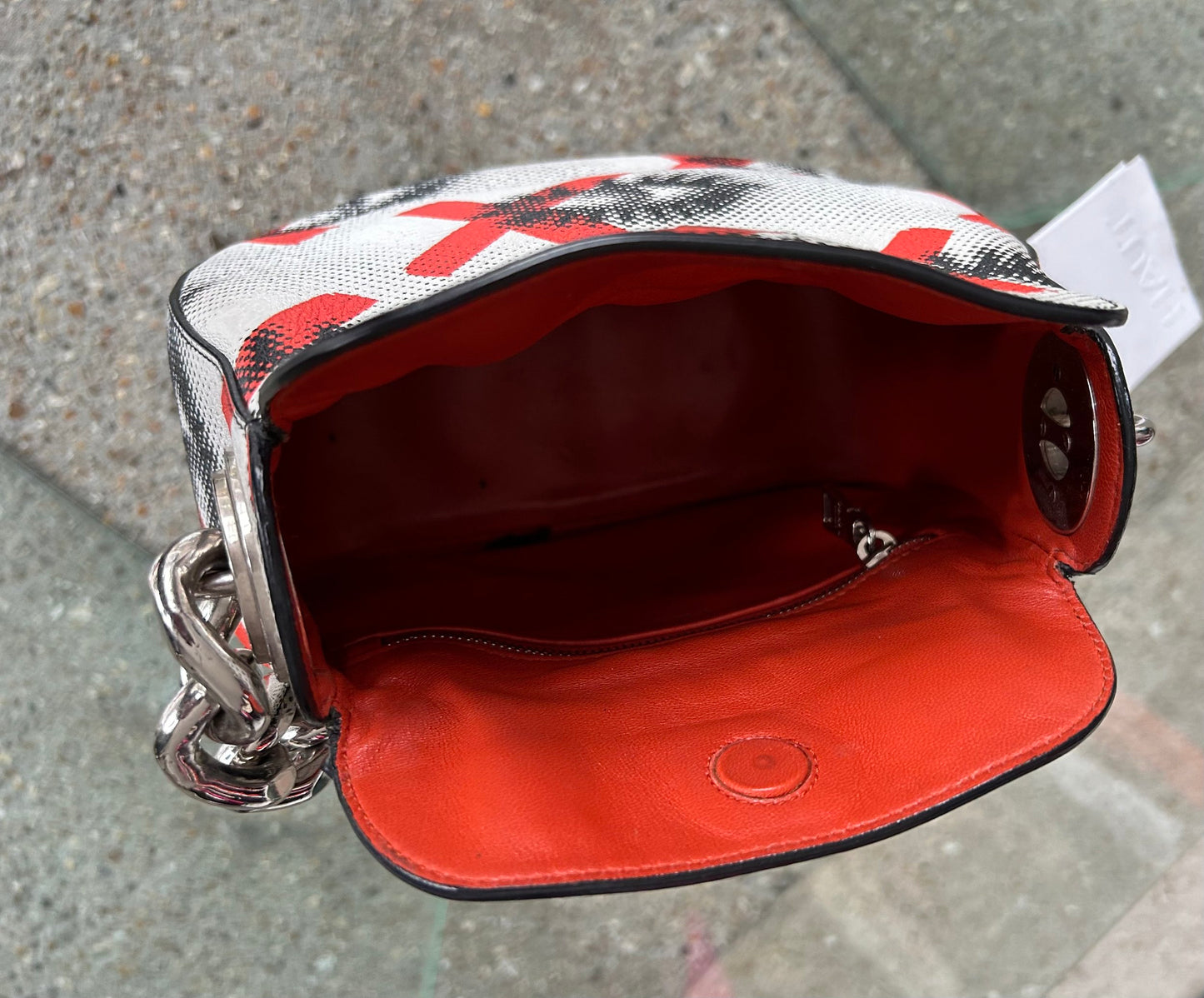 Prada White Leather Eye Print Chain Shoulder Bag