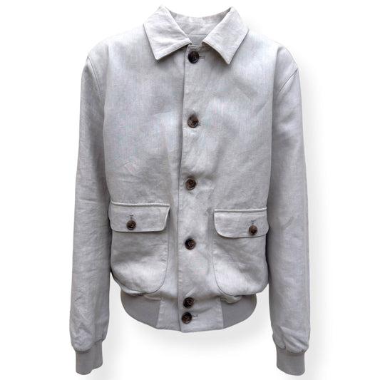 THOM SWEENEY LINEN BESPOKE BUTTON-UP JACKET STONE 50 / M | Medium, Stone
