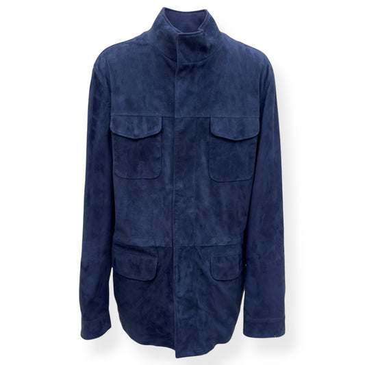 THOM SWEENEY SS25 SUEDE FIELD JACKET NAVY 52 / L | Large, Navy