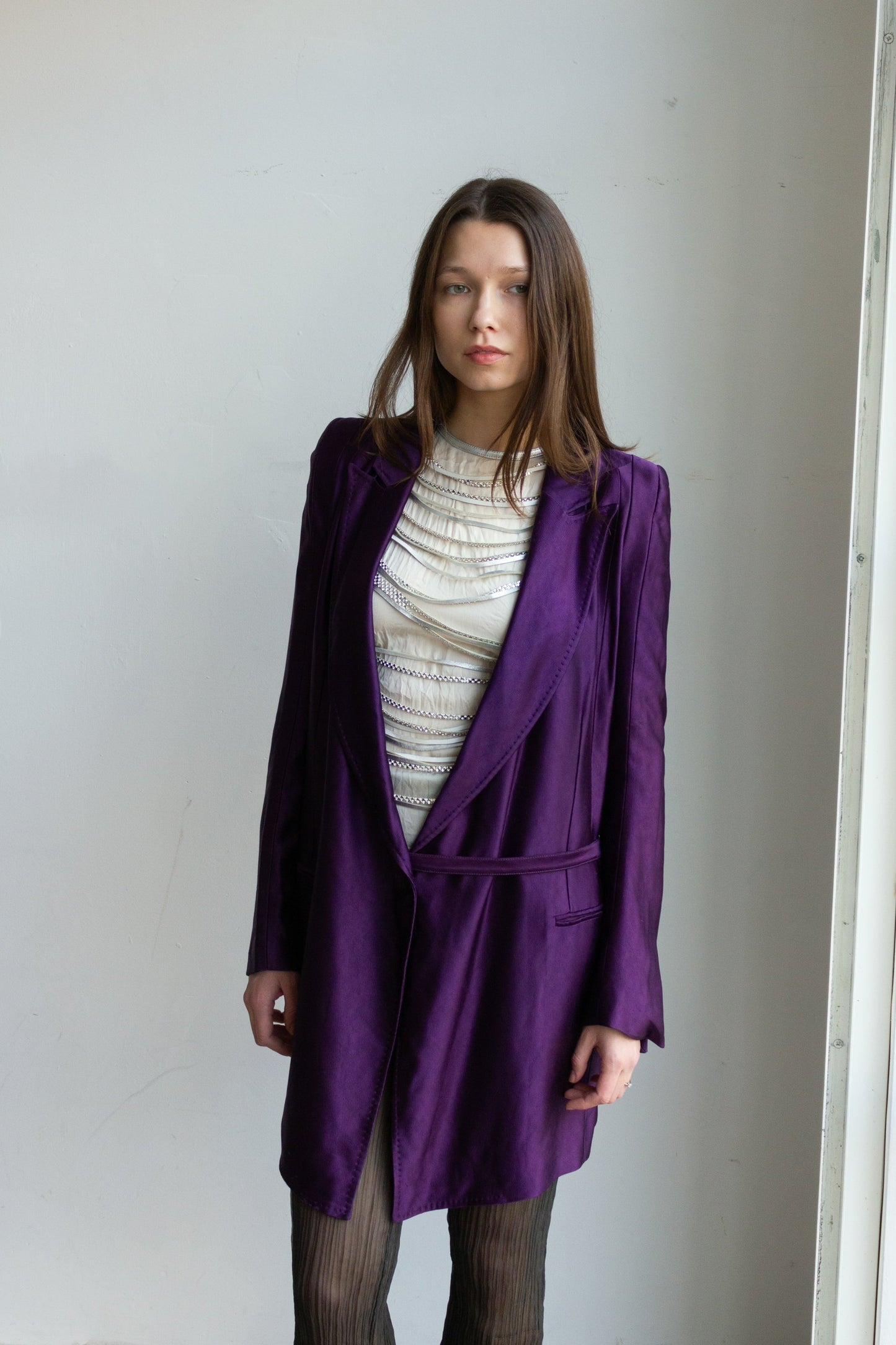 SOLD 2001 Ann Demeulemeester shoulder pad silk Coat SOLD