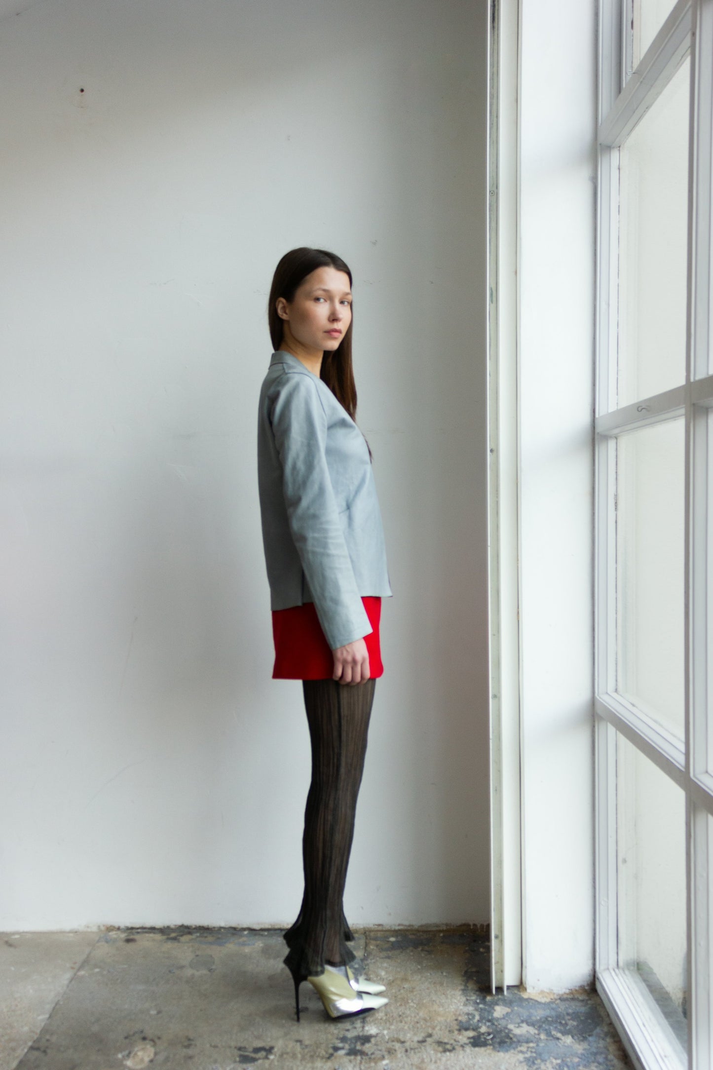 Baby blue Jil Sander leather jacket