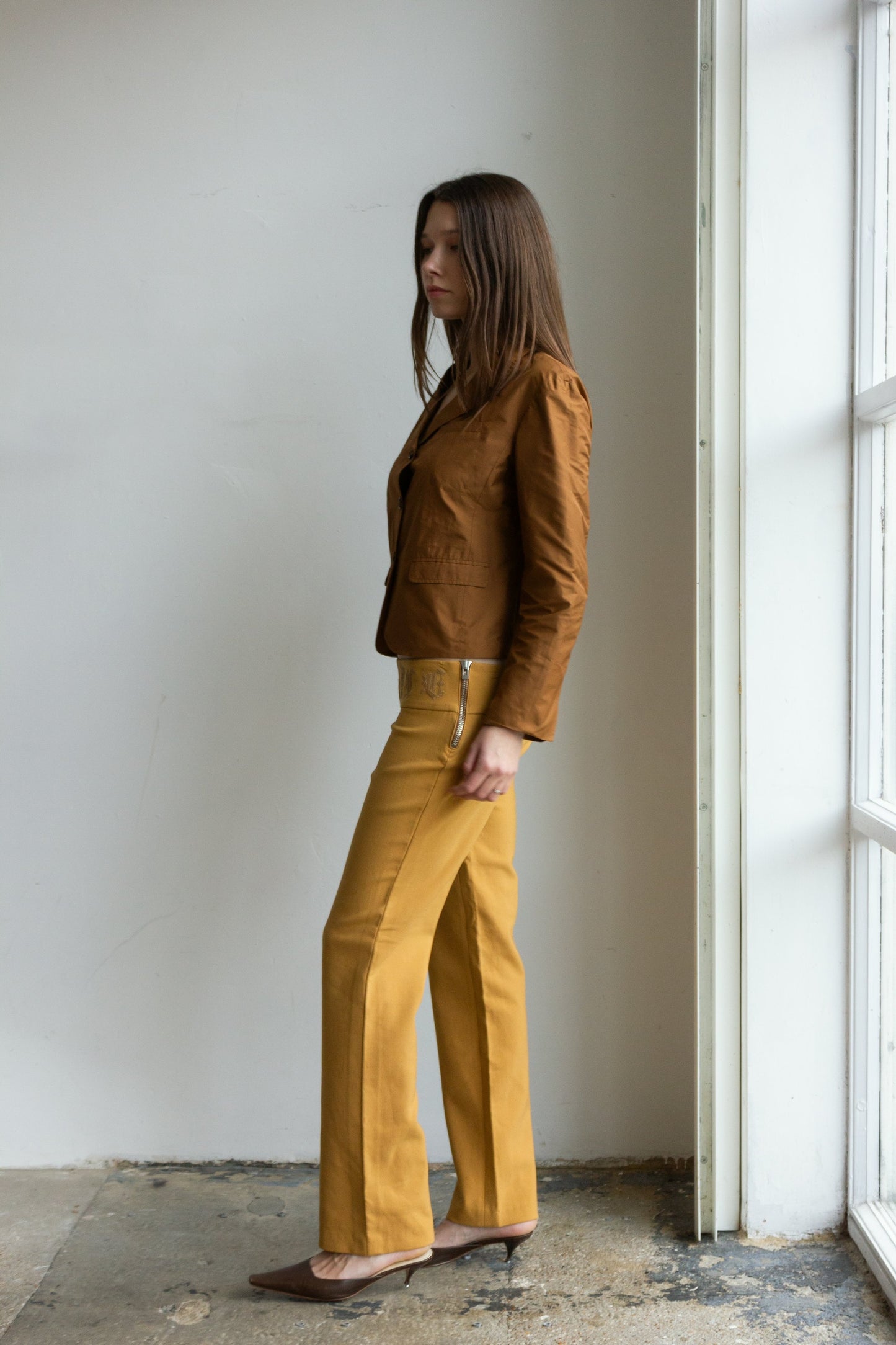 Dark yellow Prada crop blazer