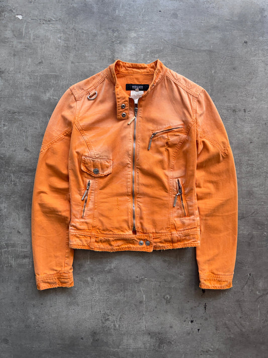 Versace Jeans Couture Distressed Moto Jacket | Small, Multicoloured