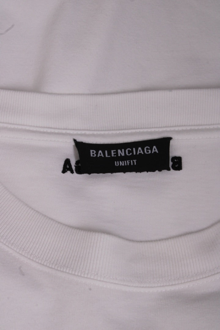 Balenciaga Unifit Embroidered Logo T-shirt White S | Small, Red