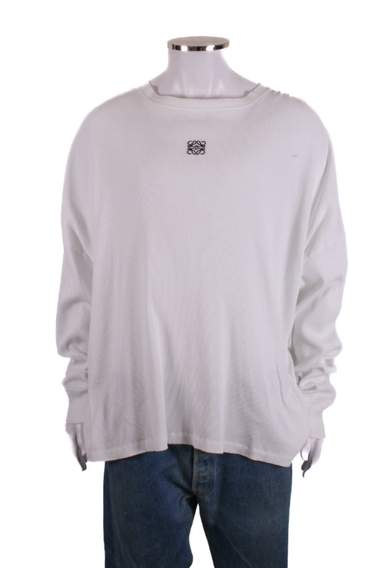 Loewe L/S Embroidered Logo Rib Top White XL | XL, Red