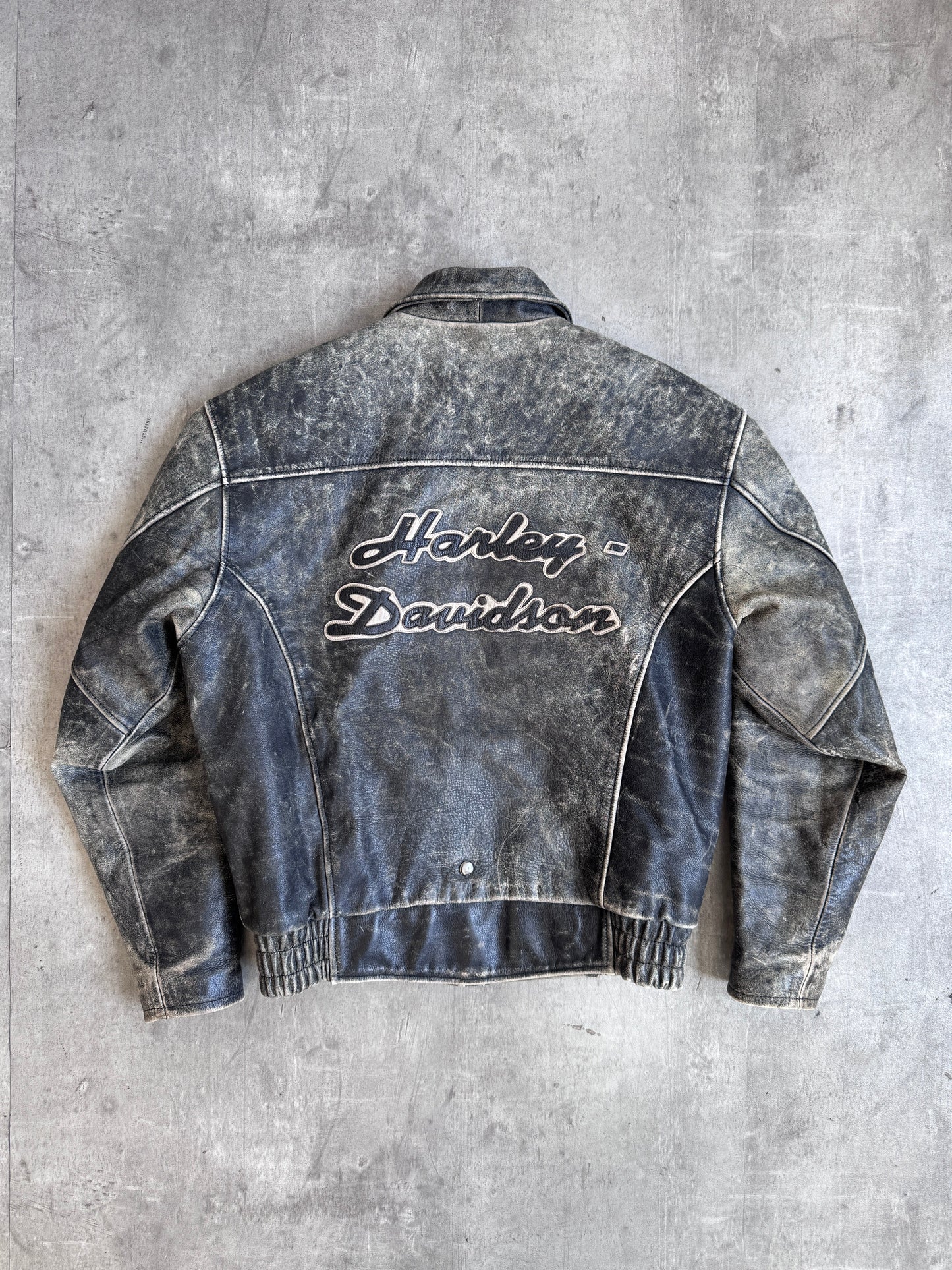 1990's Harley Davidson Scorched Leather Bomber Jacket